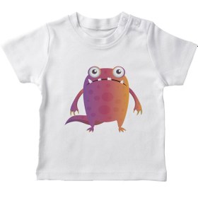 Resim Angemiel Baby Kurbağa Canavarı Erkek Bebek Tişört Beyaz B0211MDBBKETSRT 