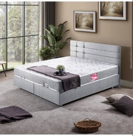 Resim Viyana Çift Kişilik Baza Başlık Letto Yatak Seti - Açık Gri 160 x 200 