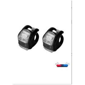 Resim Bike Sky Evo Flaşör Seti - Cop, Çakarlı, Kırmızı-mavi Işıklı, Pilli, Bisiklet Ön-arka Aydınlatma Siyah 