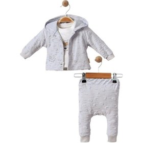 Resim 3'lü Bebek Çocuk Penye 2 İplik Takım-761 Gri 