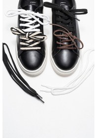 Resim Luvi Shoes Warron Siyah Desenli Hakiki Deri Kadın Sneakers Siyah 