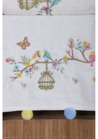 Resim 6 Lı Kuş Nakışlı El Yüz Havlu Seti Ponponlu Hediyelik Çeyizlik El Yüz Havlu Takımı 50 X 90 Cm 001 