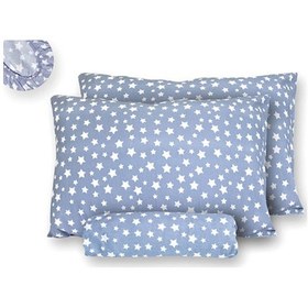 Resim Çift Kişilik Lastikli Çarşaf Ve Yastık Kılıfı Mavi Yıldız Desenli 