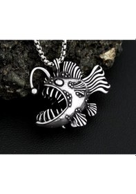 Resim Paslanmaz Çelik Deniz Fener Balık Kolye Gümüş 