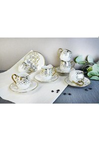 Resim Paçi Darla Yaldızlı 6 Kişilik Kahve Takımı Beyaz 