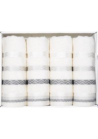 Resim Vos Versa Bursa Varak Serisi 50x90cm %100 Pamuk 4lü Yüz Havlusu Beyaz Vvhm0026-383 - Beyaz 