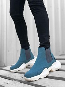 Resim BA0444 Bağcıksız Rahat Yüksek Taban Mavi Erkek Spor Yarım Bilek Bot 