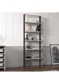 Resim Hero 5 Raflı Modern Kitaplık - 180 Cm Antrasit/traverten 
