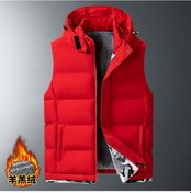 Resim Pamuklu İçi Kadife Kapüşonlu Kışlık Moda Büyük Beden Unisex Yelek 001 