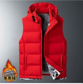 Resim Pamuklu İçi Kadife Kapüşonlu Kışlık Moda Büyük Beden Unisex Yelek 001 