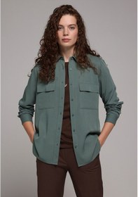 Resim Colin's Colins Regular Fit Shirt Neck Düz Kadın Yeşil Uzun Kol Gömlek Cl1078737 Q1.v1 Duc Duckgreen 