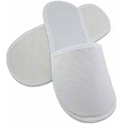 Resim 100 Çift Kaymaz Taban Biyeli Beyaz Tela Otel Terliği Tek Kullanımlık Kullan At Beyaz 