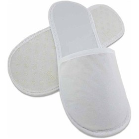 Resim 100 Çift Kaymaz Taban Biyeli Beyaz Tela Otel Terliği Tek Kullanımlık Kullan At Beyaz 