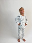 Resim Miniko Butik Unisex Çocuk Mavi Pamuk Pazen Pijama Takımı 