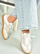Resim Fox Shoes U652857302 Beyaz/Gri Süet Kadın Spor Ayakkabı Sneakers 