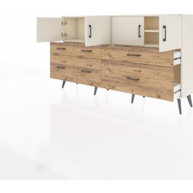 Resim Arges Konsol 4 Raflı 6 Çekmeceli 4 Kapaklı 176x30x99 Aytaşı-aytaşı/çam Aytası/atlas Çam - Aytası 