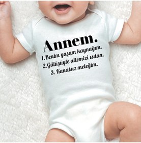 Resim Unisex Bebek Annem Ve Babam Yazılı %100 Organik Pamuk Kısa Kollu Bebek 2li Body Zıbın Beyaz 