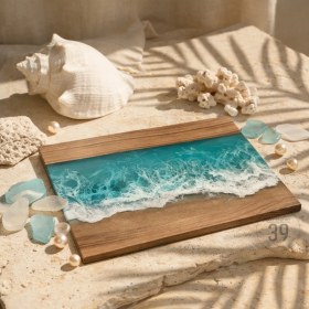 Resim 39 Art Studio Bright Ocean Ceviz Sunum Tahtası - 48X32 cm 