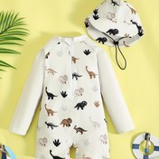 Resim Animal Print Yarım Hırka Mayo Şapka ile 