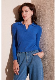 Resim Lela Kadın Bluz 5865448 Saks Mavisi Saks 