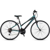 Resim Kron Aria 3.0 V 28 Jant 21 Vites Şehir Bisikleti Mat Siyah-Koyu Turkuaz-Gri (38 Cm) 