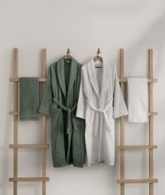 Resim Likya Yeşil-Beyaz 4Lü Aile Bornoz Ve Havlu Seti 2 Bornoz 2 Havlu-Multi-Standart Çok Renkli 