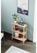 Resim Dekoratif 3 Raflı Ahşap Ayaklı Kitaplık Yan Sehpa Atlantik Çam 