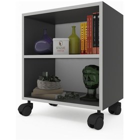Resim Kenzlife Kitaplık Beril 068 030 020 Gri Tekerlekli Mutfak Dolabı Banyo Ofis Ayakkabılık Kiler 