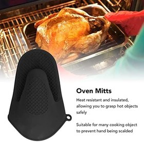 Resim Fırın eldiveni, pişirme eldiveni, haşlanmaya karşı mutfak için (siyah) 