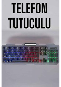 Resim Q Klavye Rgb Işıklı Klavye Ve Mouse Seti Kablolu Mouse Hediyeliş 