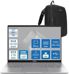 Resim Asus Vivobook S14 Intel Core 5 210H 40GB DDR5 2TB SSD Intel UHD Graphics 14" WUXGA IPS 60Hz 300nits Windows 11 Home Taşınabilir Bilgisayar LY083H11 + ZettaÇanta 