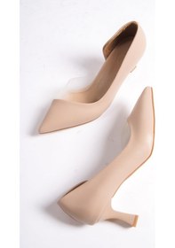 Resim Modabuymus Oslo Ten Rengi Kısa Kadeh Topuklu Stiletto Topuklu Ayakkabı 001 