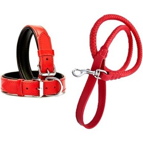 Resim DESİNGSHOP Kırmızı Deri Örgü Köpek Gezdirme Kayışı 90cm Ve Kırmız 