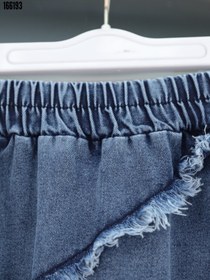 Resim Püskül Detaylı Beli Lastikli Kot Etek İndigo 