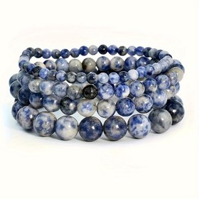 Resim Vintage Bohemian Tarzı Mavi Sodalit Boncuklu Bileklik, Erkek ve Kadınlar İçin Unisex Esnek Moda Takı, Günlük Giyim ve Parti İçin İdeal, Aile, Arkadaşlar ve Çiftler İçin Mükemmel Hediye - Kaplama Yok, Taş Malzeme, Tüm Mevsimlere Uygun 