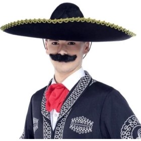 Resim Sombrero Meksika Şapkası Altın Şeritli Yetişkin Boy 