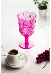 Resim Akrilik Pembe Tekli Kadeh & Su Meşrubat Kahve Yanı Bardağı 450 Ml Cam Değildir Çok Renkli 
