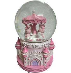 Resim My Melody Atlı Karınca Pembe Müzikli Işıklı Püskürtmeli Dönen Büyük Boy Kar Küresi 