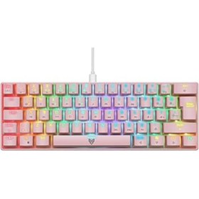 Resim NZM TİCARET Blueforce Majesty 62 Tuşlu Rgb Mini Gaming Oyuncu Mekanik Klavye Red Switch Pembe 