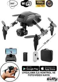 Resim giffy Oyuncak Mini Kameralı Başlangıç Drone Uzaktan Kumandalı Uygulama Kontrollü 1080p FH Takla Atan 