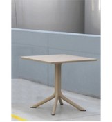 Resim Kare Masa Amanda Bahçe Balkon Teras Masası 80x80 Cm Kapuçino 