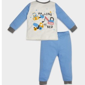Resim DeFacto Erkek Bebek Pijama Takım Araç Baskılı Uzun Kollu Üst Beli Lastikli Uzun Alt D8314A5NSER105 Ekru 