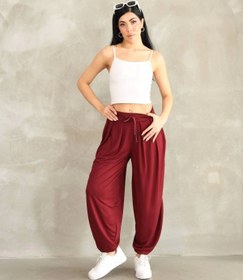 Resim Tam12den Home Osy Modal Yumuşak Dokulu Kumaş Şalvar Pantalon-Bordo 