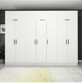 Resim Kale 7 Kapaklı 2 Çekmeceli Zincir Dolap-yüklük - Beyaz 255cm Beyaz 