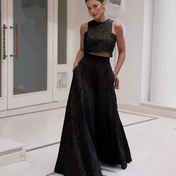 Resim Parisian Dream Dantel Nakışlı Etek Takımı, Zarif Boş A-Line Uzun Etek ve Cep Detaylı Kırpma Üst, Şık Kıyafet, Bahar/Yaz Koleksiyonu, Geziler, Partiler, Düğünler ve Kulüpler İçin Mükemmel 