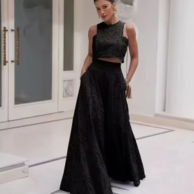 Resim Parisian Dream Dantel Nakışlı Etek Takımı, Zarif Boş A-Line Uzun Etek ve Cep Detaylı Kırpma Üst, Şık Kıyafet, Bahar/Yaz Koleksiyonu, Geziler, Partiler, Düğünler ve Kulüpler İçin Mükemmel 