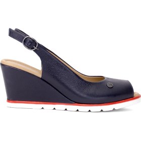 Resim Pierre Cardin PC-54596 Kadın Hakiki Deri Dolgu Topuk Sandalet Lacivert 