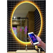 Resim Dnr-Mirror80x100 Cm Bluetoothlu Buğu Yapmayan Dokunmatik Tuşlu Günışığı Ledli Elips Banyo Aynası 