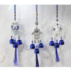 Resim Büro Ev Ofis Dekoru İçin Metal Nazar Boncuğu Motif Rüzgar Çanı 