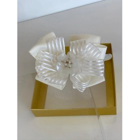 Resim Queen Accessories Krem Çiçek Broşlu Şerit Kurdele Anne Kız Çocuk Bebek Taç 